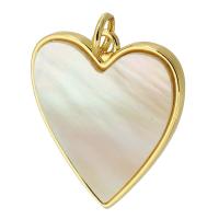 Natural White Shell Hangers, Messing, met White Shell, Hart, gold plated, mode sieraden & DIY, twee verschillende gekleurde, 18x21x2mm, Gat:Ca 3mm, Verkocht door PC