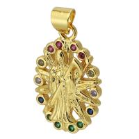 Cubic Zirconia Micro Pave Brass Pendant gold color plated fashion jewelry & DIY & micro pave cubic zirconia multi-colored Approx 3mm Sold By PC