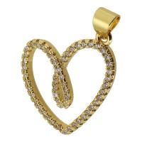 Messing hanger met micro-paved kubieke zirconia's, Hart, gold plated, mode sieraden & DIY & micro pave zirconia, gouden, 20x20x3mm, Gat:Ca 3.5mm, Verkocht door PC