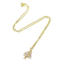 Brass Necklace with Plastic Pearl gold color plated fashion jewelry & for woman nickel lead & cadmium free 16*27*6mm 2mm Length Approx 18 Inch Sold By PC