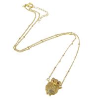 Kubieke Zirkoon Micro Pave Brass Ketting, Messing, Uil, gold plated, mode sieraden & micro pave zirconia & voor vrouw, nikkel, lood en cadmium vrij, 18*20*4mm,2mm, Lengte Ca 20 inch, Verkocht door PC