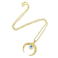 Collier Evil Eye bijoux, laiton, Placage de couleur d'or, bijoux de mode & pour femme & émail, protéger l'environnement, sans nickel, plomb et cadmium, 28*30*3mm,2mm, Longueur Environ 17 pouce, Vendu par PC