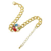 Cúbicos Circonia pulsera Latón Micro pavimenta, metal, chapado en color dorado, Joyería & micro arcilla de zirconia cúbica & para mujer, libre de níquel, plomo & cadmio, 16*16*6mm,10*7*3mm, longitud aproximado 8.5 Inch, Vendido por UD