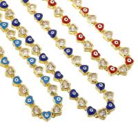 Collier Evil Eye bijoux, laiton, Placage de couleur d'or, bijoux de mode & pavé de micro zircon & pour femme & émail, plus de couleurs à choisir, protéger l'environnement, sans nickel, plomb et cadmium, 10*6.5*4mm, Longueur Environ 19 pouce, Vendu par PC