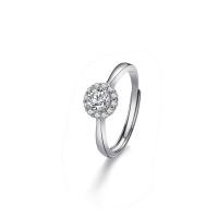 Strass vinger Ring, Messing, Flower Bud, geplatineerd, verstelbaar & voor vrouw & met strass, Verkocht door PC