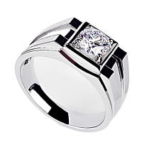 Strass vinger Ring, Messing, Geometrisch Patroon, geplatineerd, verstelbaar & voor de mens & met strass, Verkocht door PC