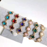 Pulseras de Cristal, aleación de zinc, con Cristal, con 2.76inch extender cadena, Joyería & para mujer, más colores para la opción, libre de níquel, plomo & cadmio, longitud aproximado 6.69 Inch, Vendido por UD