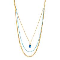 Collana Multi strato, Titantium acciaio, with 5cm extender chain, Placcato oro 18K, tre strati & gioielli di moda & Micro spianare cubic zirconia & per la donna, dorato, Lunghezza 39 cm, 44 cm, 47 cm, Venduto da PC