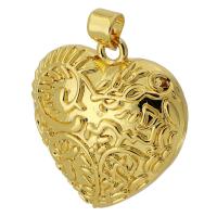 Colgantes de Metal en Forma Corazón, chapado en color dorado, Joyería & Bricolaje, dorado, 24x25x6mm, agujero:aproximado 3mm, Vendido por UD