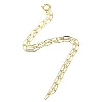 Chaîne collier en laiton, Placage de couleur d'or, bijoux de mode & DIY, doré, 10x4x0.50mm, Longueur 18 pouce, Vendu par PC