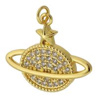 Cubique Pendentif en laiton zircon pavent, Placage de couleur d'or, bijoux de mode & DIY & pavé de micro zircon, doré, 24x20x3mm, Trou:Environ 3mm, Vendu par PC