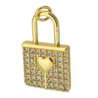 Messing hanger met micro-paved kubieke zirconia's, Slot, gold plated, mode sieraden & DIY & micro pave zirconia, gouden, 15x24x3mm, Gat:Ca 4mm, Verkocht door PC