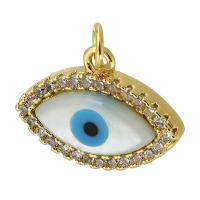 Pendentifs mauvais oeil, laiton, Mauvais œil, Placage de couleur d'or, bijoux de mode & DIY & pavé de micro zircon & émail, deux couleurs différentes, 17x12x4mm, Trou:Environ 3mm, Vendu par PC