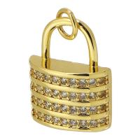 Messing hanger met micro-paved kubieke zirconia's, Slot, gold plated, mode sieraden & DIY & micro pave zirconia, gouden, 13x17x5mm, Gat:Ca 3mm, Verkocht door PC