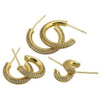 Befestiger Zirkonia Messing Ohrring, goldfarben plattiert, Modeschmuck & verschiedene Größen vorhanden & Micro pave Zirkonia & für Frau, goldfarben, verkauft von Paar