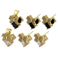 Micro zirconi Pave ottone Jewelry Set, Ciondolo & orecchino, placcato color oro, gioielli di moda & stili diversi per la scelta & Micro spianare cubic zirconia & per la donna, nessuno, Venduto da PC