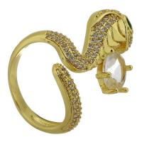 Kubieke Circonia Micro Pave Brass Ring, Messing, Slang, gold plated, mode sieraden & micro pave zirconia & voor vrouw, gouden, 21mm, Maat:9, Verkocht door PC