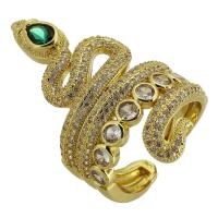 Kubieke Circonia Micro Pave Brass Ring, Messing, Slang, gold plated, mode sieraden & micro pave zirconia & voor vrouw, twee verschillende gekleurde, 38mm, Gat:Ca 3mm, Maat:9, Verkocht door PC