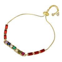 Cúbicos Circonia pulsera Latón Micro pavimenta, metal, chapado en color dorado, Joyería & micro arcilla de zirconia cúbica & para mujer, libre de níquel, plomo & cadmio, 32*5*4mm,3mm,1mm, longitud aproximado 10 Inch, Vendido por UD