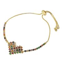 Cúbicos Circonia pulsera Latón Micro pavimenta, metal, chapado en color dorado, Joyería & micro arcilla de zirconia cúbica & para mujer, libre de níquel, plomo & cadmio, 23*16*3mm,2mm,1mm, longitud aproximado 10 Inch, Vendido por UD