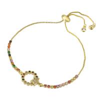 Cúbicos Circonia pulsera Latón Micro pavimenta, metal, chapado en color dorado, Joyería & micro arcilla de zirconia cúbica & para mujer, libre de níquel, plomo & cadmio, 20*12*2.5mm,2mm,1mm, longitud aproximado 10 Inch, Vendido por UD