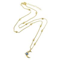 Evil Eye sieraden ketting, Messing, gold plated, mode sieraden & voor vrouw & glazuur, nikkel, lood en cadmium vrij, 12*15.5*3mm,3*6*3mm,1mm, Lengte Ca 19 inch, Verkocht door PC