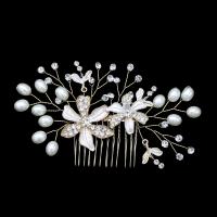 Decorative Hair Combs Zinc Alloy with Plastic Pearl fashion jewelry & for woman & with rhinestone nickel lead & cadmium free Sold By PC