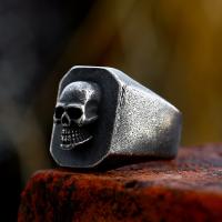 Titantium Steel Finger Ring, Titanium Steel, Koponya, csiszolt, Vintage & különböző méretű a választás & az ember, Méret:7-13, Által értékesített PC