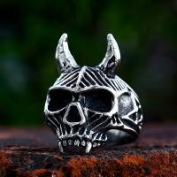 Titanium Steel Finger Ring Skull polished vintage & for man US Ring Sold By PC