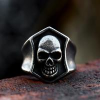 Vinger Ring in edelstaal, Titanium Staal, Schedel, gepolijst, Vintage & verschillende grootte voor keus & voor de mens, Maat:7-13, Verkocht door PC