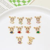 Apprêts pendentifs en laiton, lapin, fade et jamais plaqué de haute qualité, DIY & pavé de micro zircon, plus de couleurs à choisir, protéger l'environnement, sans nickel, plomb et cadmium, 12x14mm, Vendu par PC