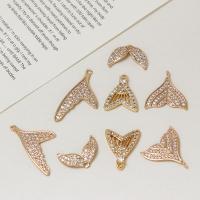 Brass Pendant Findings Mermaid tail high quality plated DIY & micro pave cubic zirconia golden nickel lead & cadmium free Sold By PC