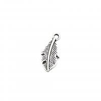 Zinc Alloy Feather Pendants antique silver color plated vintage & DIY nickel lead & cadmium free Approx Sold By Bag