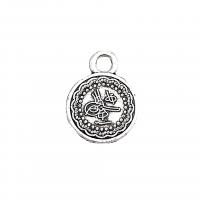 Zinc Alloy Flat Round Pendants antique silver color plated vintage & DIY nickel lead & cadmium free Approx Sold By Bag