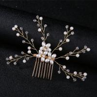 Decorative Hair Combs Brass with Crystal & Plastic Pearl fashion jewelry & for woman nickel lead & cadmium free Sold By PC