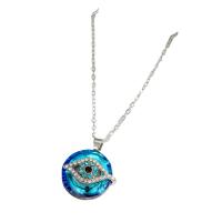 Evil Eye smykker halskæde, Zinc Alloy, med Krystal, med 2inch extender kæde, forgyldt, for kvinde & med rhinestone, flere farver til valg, Hole:Ca. 5.5mm, Længde Ca. 19.7 inch, Solgt af PC