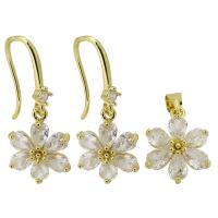 Set di gioielli , ottone, placcato color oro, 2 pezzi & gioielli di moda & stili diversi per la scelta & Micro spianare cubic zirconia & per la donna, due diversi colori, Venduto da PC