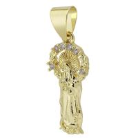 Messing hanger met micro-paved kubieke zirconia's, gold plated, mode sieraden & micro pave zirconia & voor vrouw, gouden, 13x31x2.50mm, Gat:Ca 5mm, Verkocht door PC