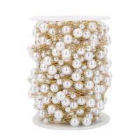 Stainless Steel Ball Chain 304 Stainless Steel with Plastic Pearl Vacuum Ion Plating fashion jewelry & DIY two different colored 8mm Sold By Bag