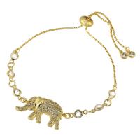 Messing Armbanden, Olifant, gold plated, mode sieraden & micro pave zirconia & voor vrouw, nikkel, lood en cadmium vrij, 26*15*3mm,10*5*2mm,1mm, Lengte Ca 10 inch, Verkocht door PC