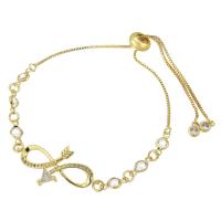 Messing Armbanden, gold plated, mode sieraden & micro pave zirconia & voor vrouw, nikkel, lood en cadmium vrij, 30*16*5mm10*5*2mm,1mm, Lengte Ca 10 inch, Verkocht door PC