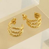 Titanium Steel  Earring 18K gold plated fashion jewelry & for woman golden Sold By Pair