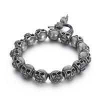 Roestvrij staal armbanden, 316L roestvrij staal, Schedel, punk stijl & voor de mens, zwart, 13x11mm, Lengte Ca 20 cm, Verkocht door PC