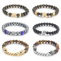 Bracelets de pierres précieuses, Pierre naturelle, avec acier inoxydable 316L, Vintage & styles différents pour le choix & pour homme, plus de couleurs à choisir, Longueur Environ 20 cm, Vendu par PC