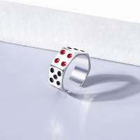 Stainless Steel Open ring, 304 rostfritt stål, Dice, Unisex & justerbar & emalj, fler färger för val, 7mm, Storlek:9, Säljs av PC