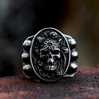 Anillo de dedo de acero inoxidable, acero inoxidable 304, Calavera, pulido, Vintage & diverso tamaño para la opción & para hombre, tamaño:7-13, Vendido por UD