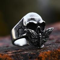 Titanium Steel Finger Ring Skull polished vintage & for man US Ring Sold By PC