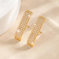 Brass Stud Earring gold color plated fashion jewelry & micro pave cubic zirconia & for woman nickel lead & cadmium free Sold By Pair