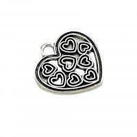 Pendentifs coeur en alliage de zinc, Plaqué de couleur d'argent, Vintage & DIY & creux, protéger l'environnement, sans nickel, plomb et cadmium, 20x19mm, Environ 100PC/sac, Vendu par sac