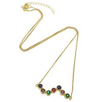 Collier en laiton, Placage de couleur d'or, bijoux de mode & pavé de micro zircon & pour femme, protéger l'environnement, sans nickel, plomb et cadmium, 38*14*4mm,1mm, Longueur Environ 21 pouce, Vendu par PC